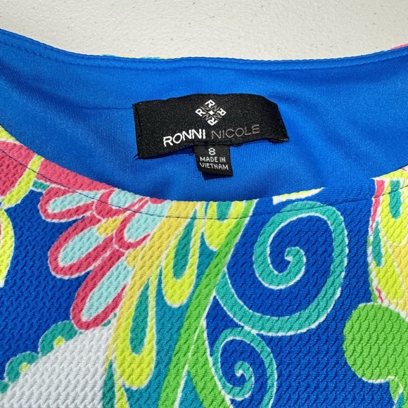 Ronni Nicole, Vibrant, Kaleidoscope, Multicolor Sleeveless Dress Size 8 - Picture 3 of 3